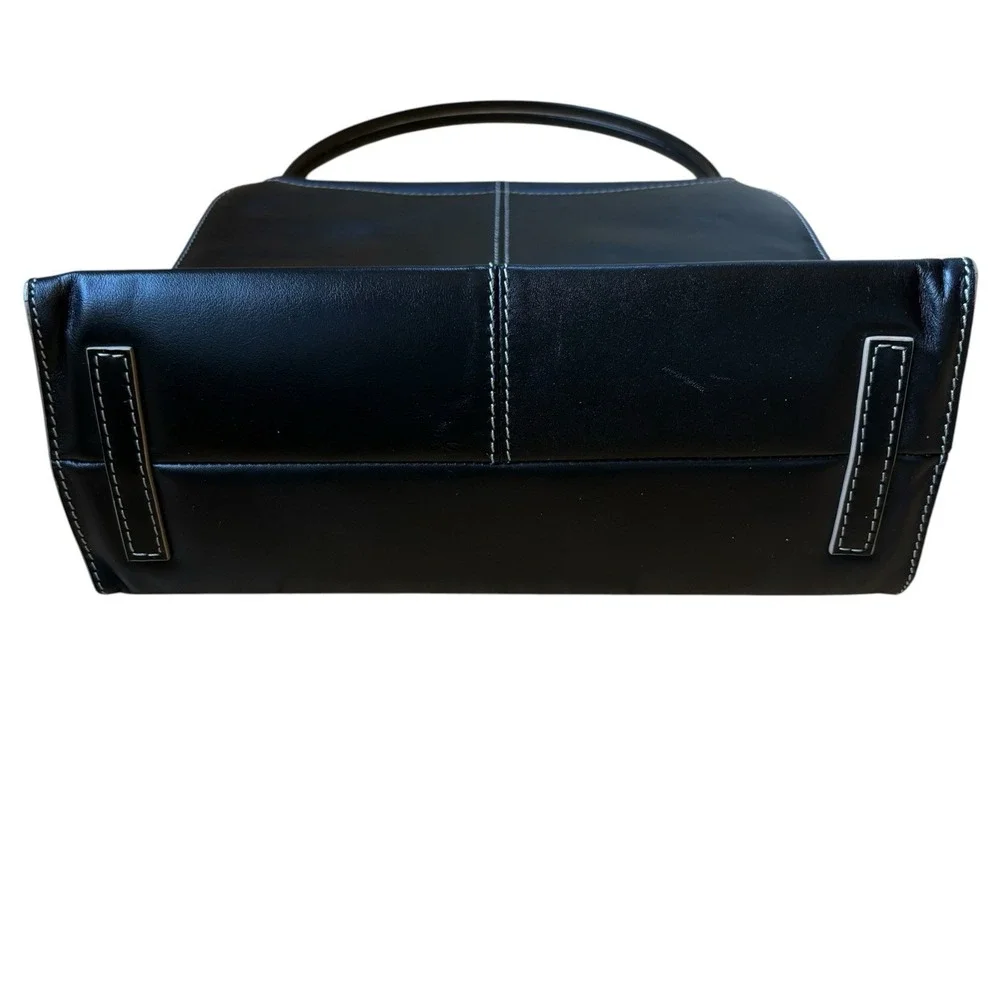 Vintage Summer Tompkins Black Leather Cafe Scene Frame Bag Handbag 90s